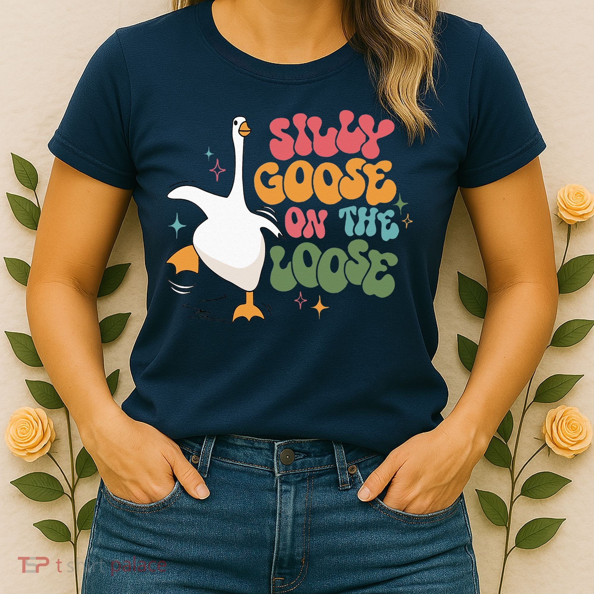Silly Goose On The Loose retro groovy silly goose club Women's T-Shirt