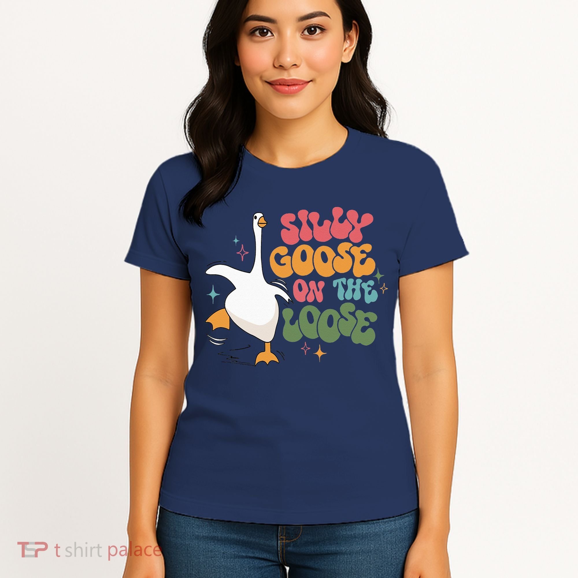 Silly Goose On The Loose retro groovy silly goose club Women's T-Shirt