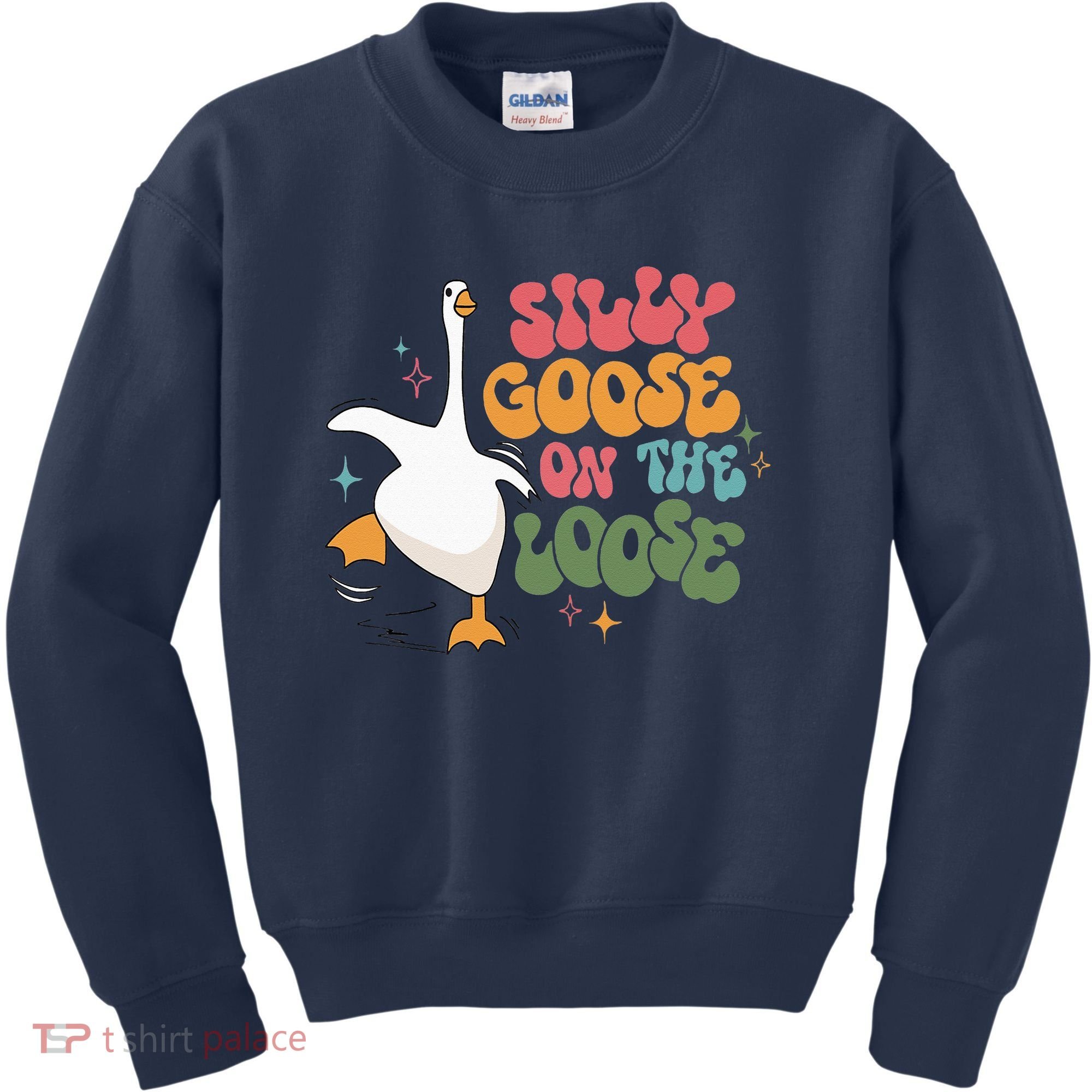 Silly Goose On The Loose retro groovy silly goose club Kids Sweatshirt
