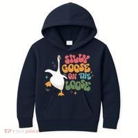 Silly Goose On The Loose retro groovy silly goose club Kids Hoodie thumb 0