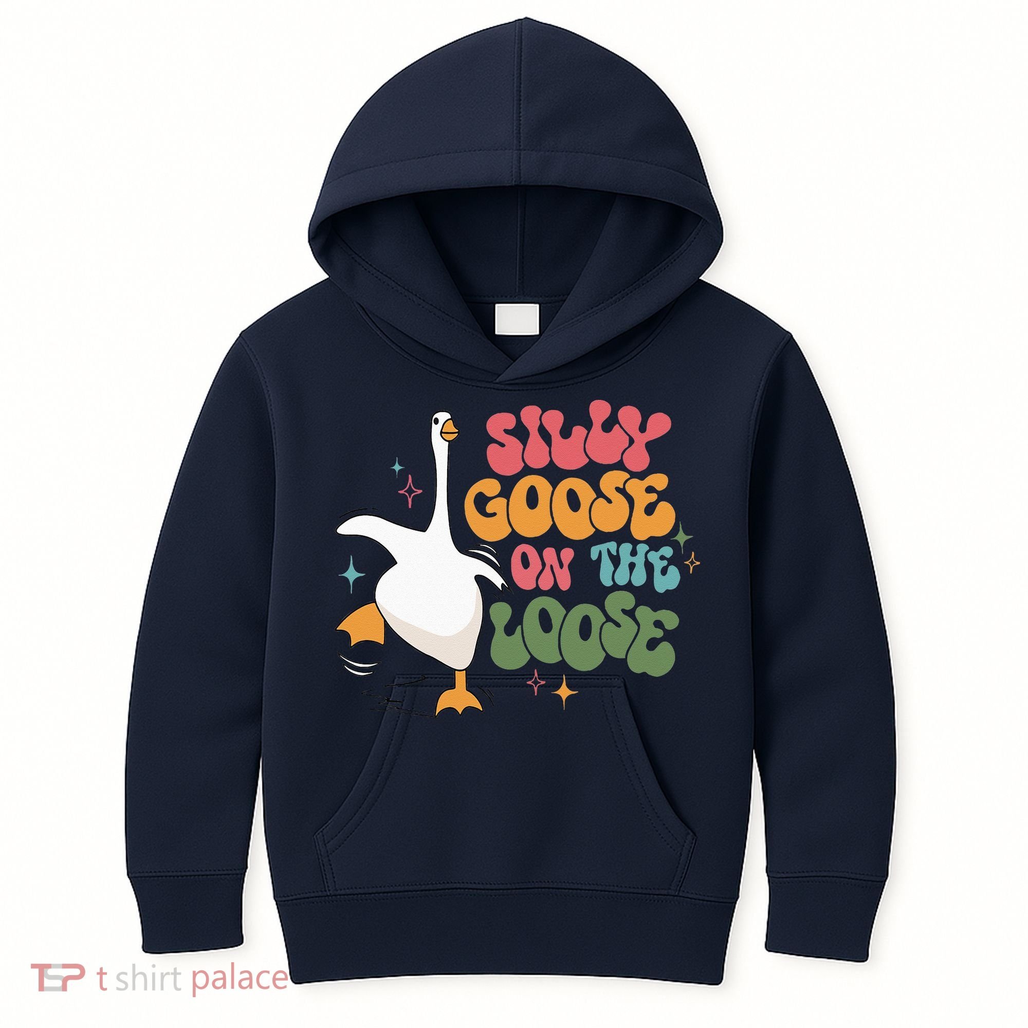 Silly Goose On The Loose retro groovy silly goose club Kids Hoodie