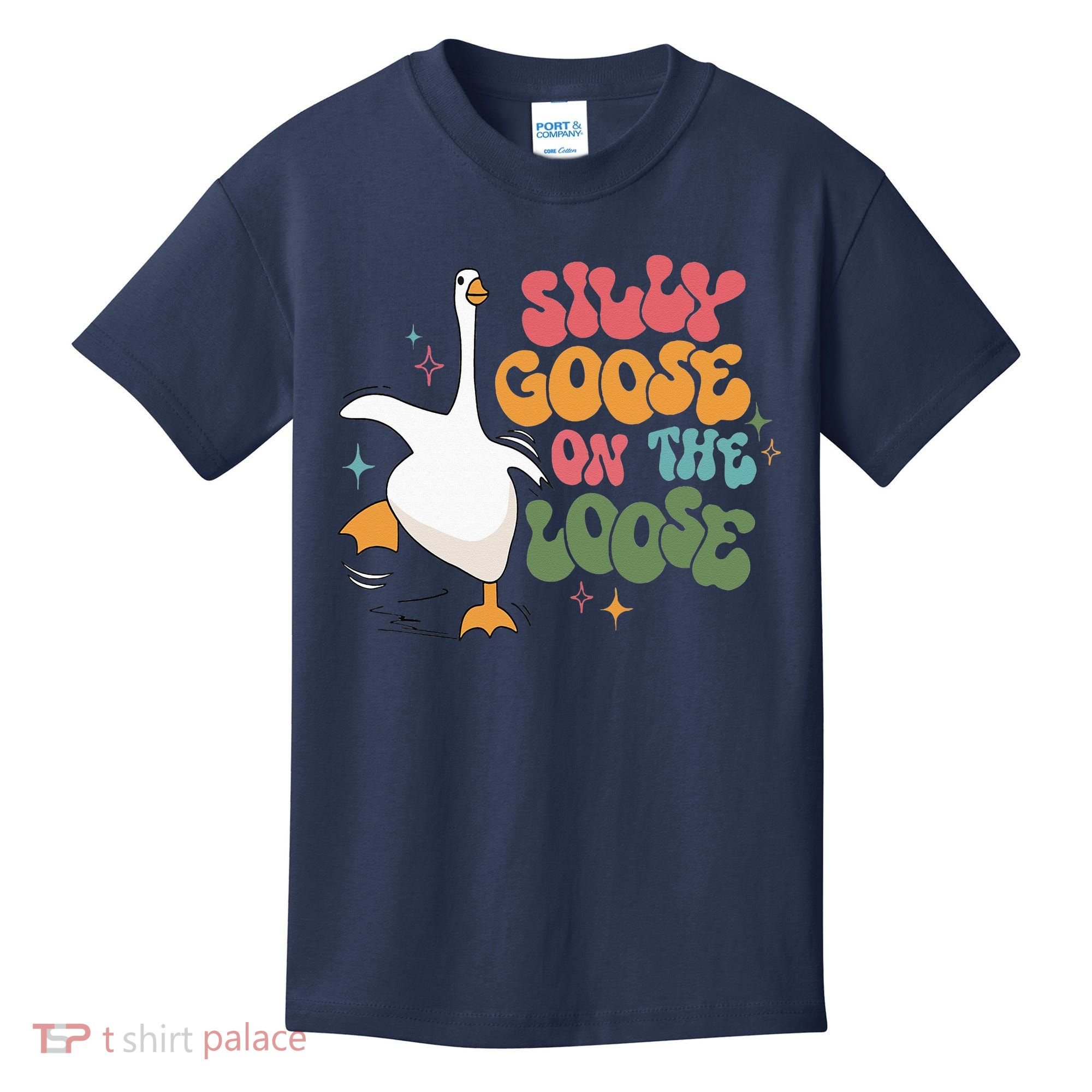 Silly Goose On The Loose retro groovy silly goose club Kids T-Shirt