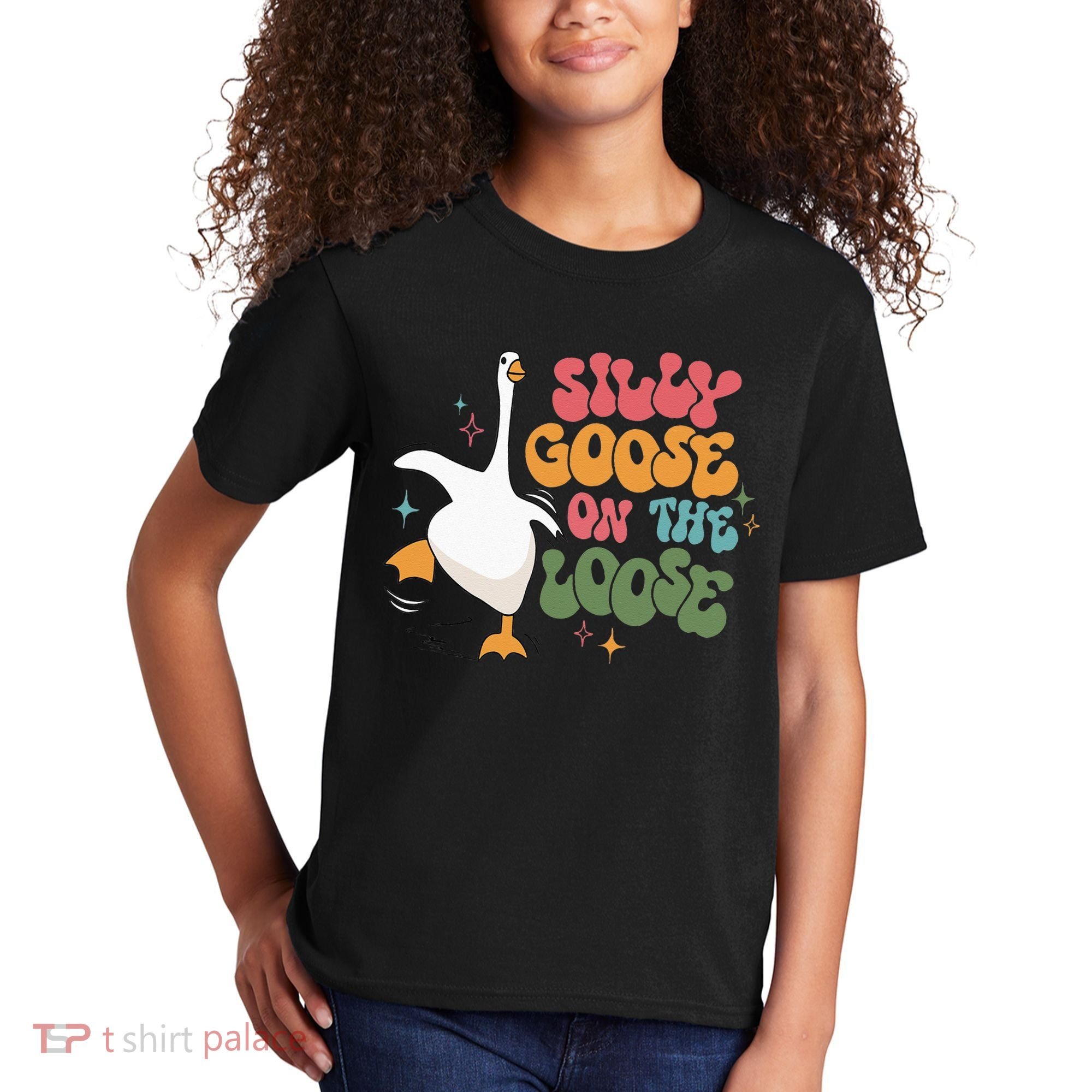 Silly Goose On The Loose retro groovy silly goose club Kids T-Shirt