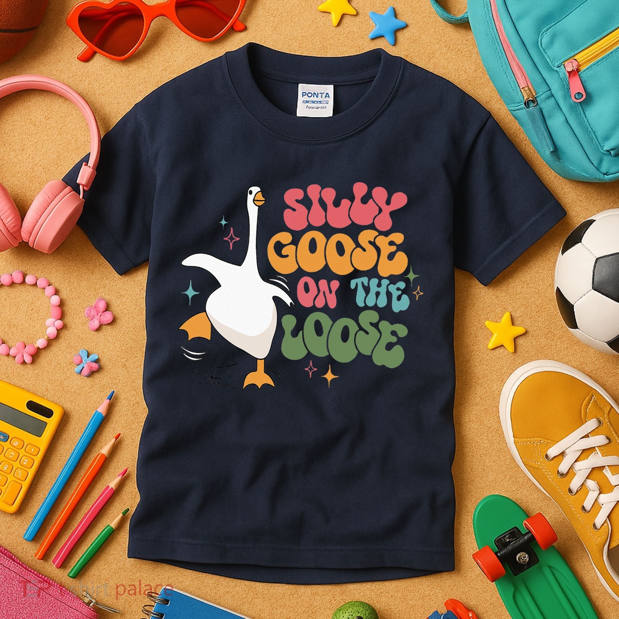 Silly Goose On The Loose retro groovy silly goose club Kids T-Shirt