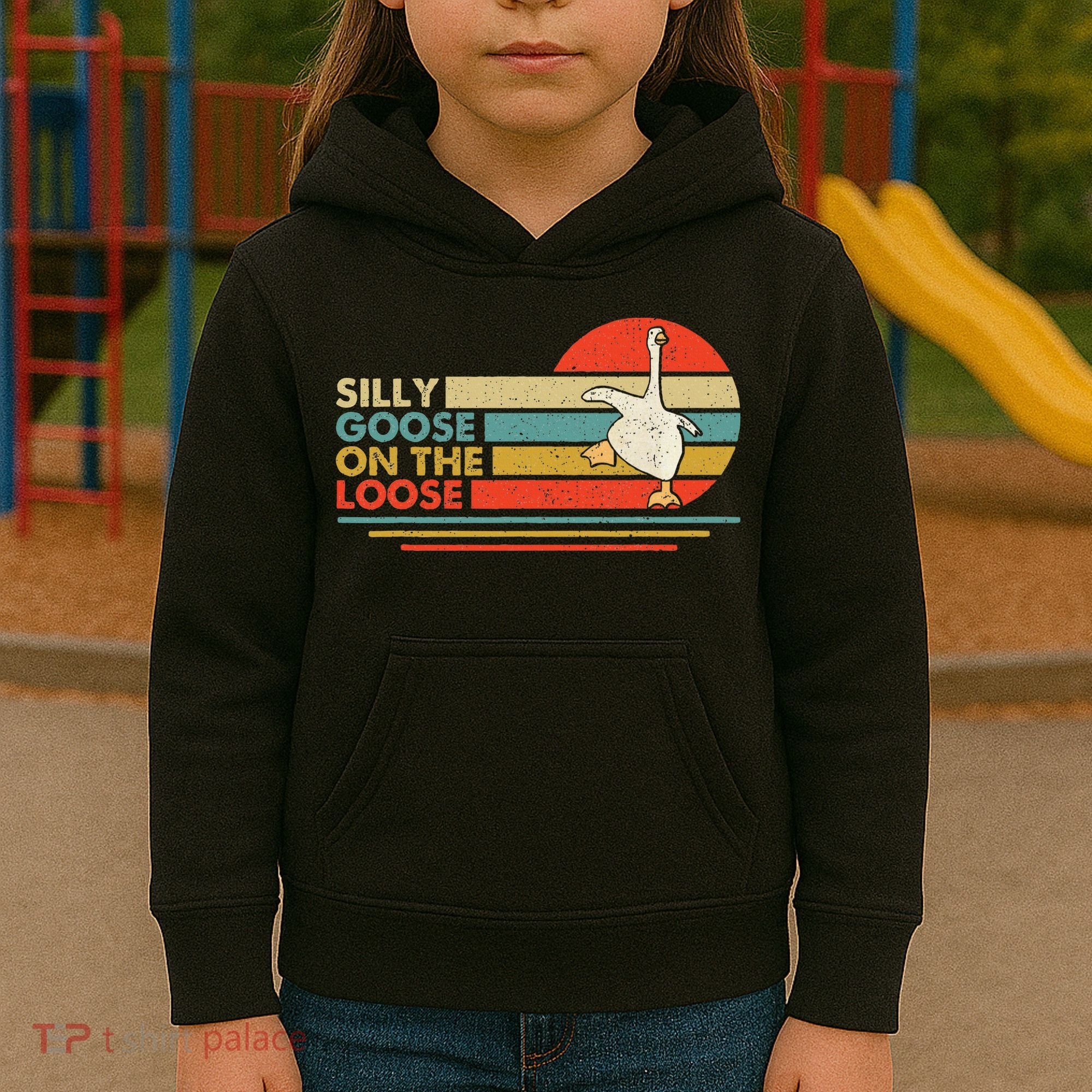 Silly Goose On The Loose Funny Silly Goose Honk University Kids Hoodie