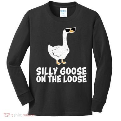 Silly Goose On The Loose Kids Long Sleeve Shirt