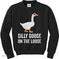 Silly Goose On The Loose Funny Goose Kids Sweatshirt thumb 0