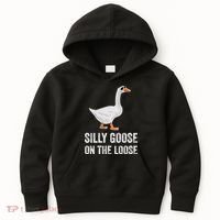 Silly Goose On The Loose Funny Goose Kids Hoodie thumb 0