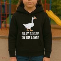 Silly Goose On The Loose Funny Goose Kids Hoodie thumb 3