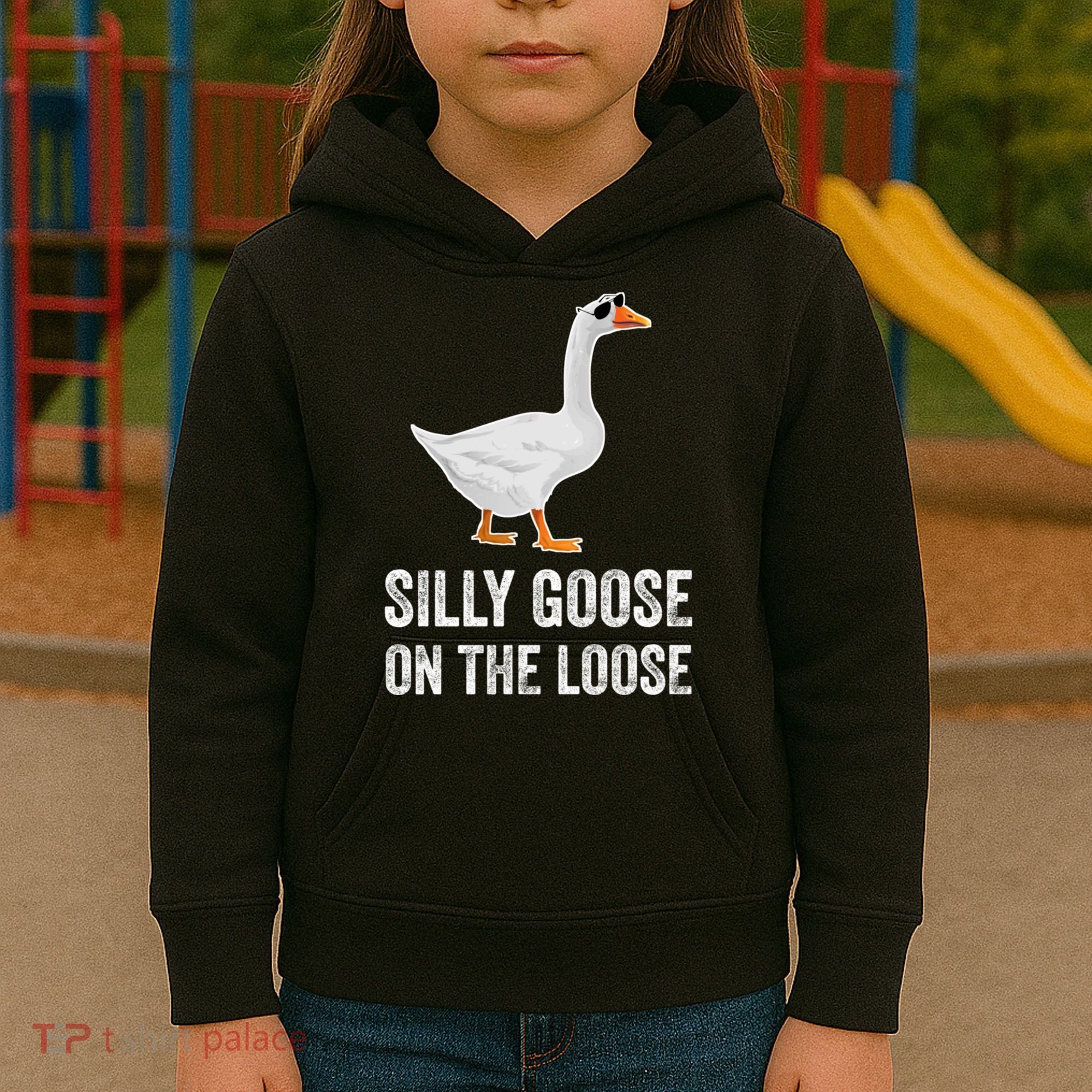 Silly Goose On The Loose Funny Goose Kids Hoodie