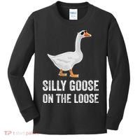 Silly Goose On The Loose Funny Goose Kids Long Sleeve Shirt thumb 0