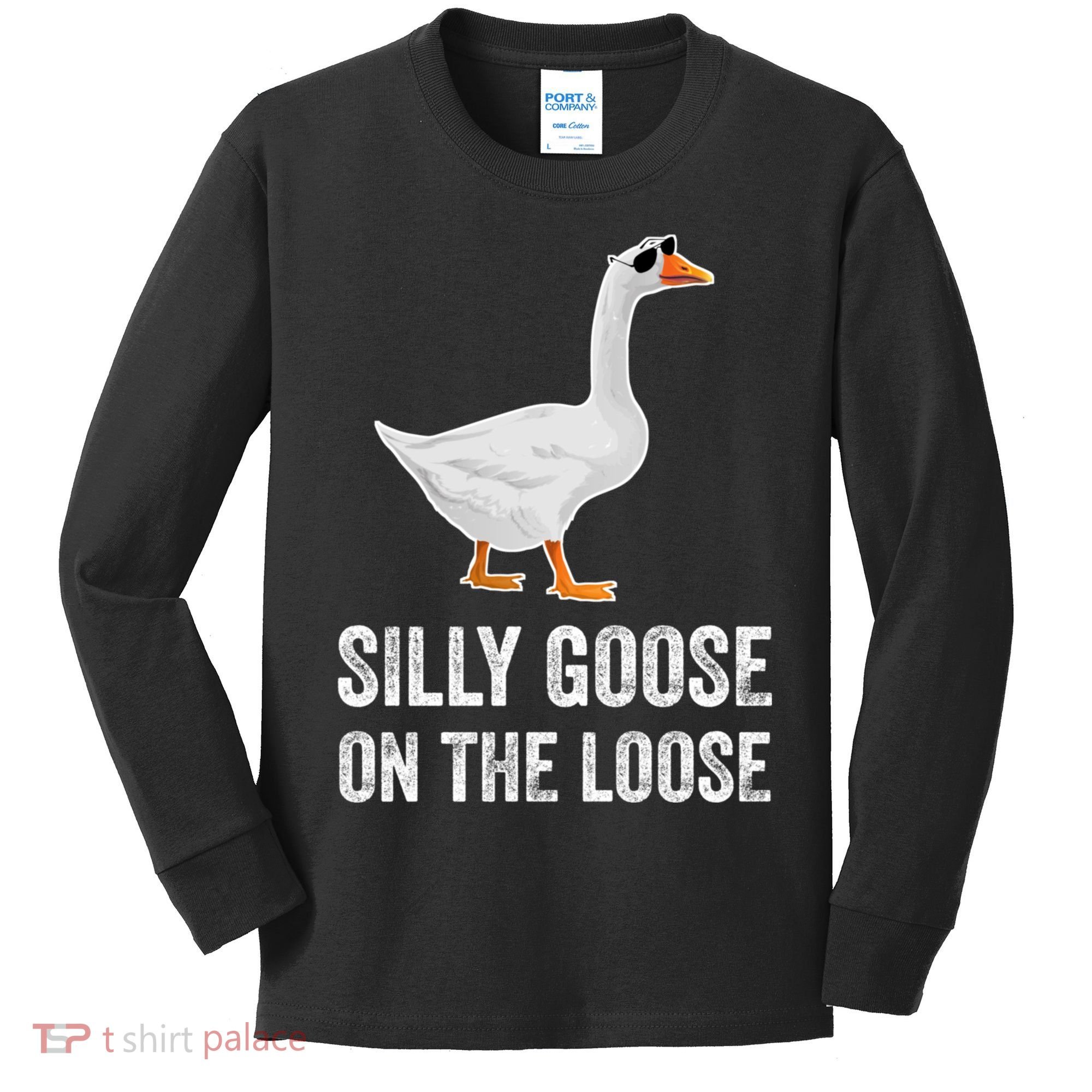 Silly Goose On The Loose Funny Goose Kids Long Sleeve Shirt