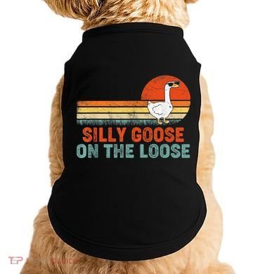 Silly Goose On The Loose Vintage Retro Sunset Doggie Tank