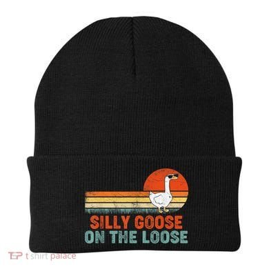 Silly Goose On The Loose Vintage Retro Sunset Beanie