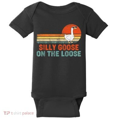 Silly Goose On The Loose Vintage Retro Sunset Baby Bodysuit