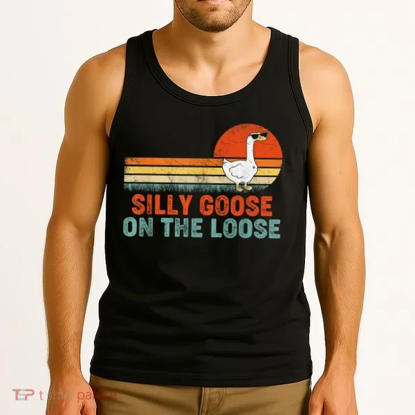 Silly Goose On The Loose Vintage Retro Sunset Tank Top