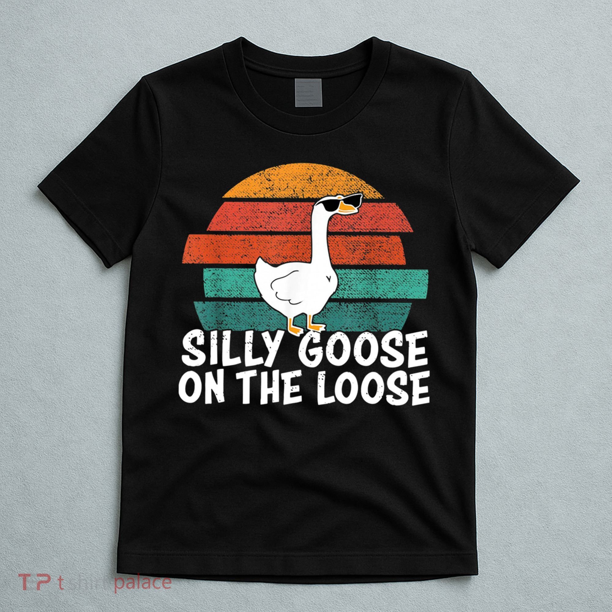 Silly Goose On The Loose Vintage Retro Sunset T-Shirt