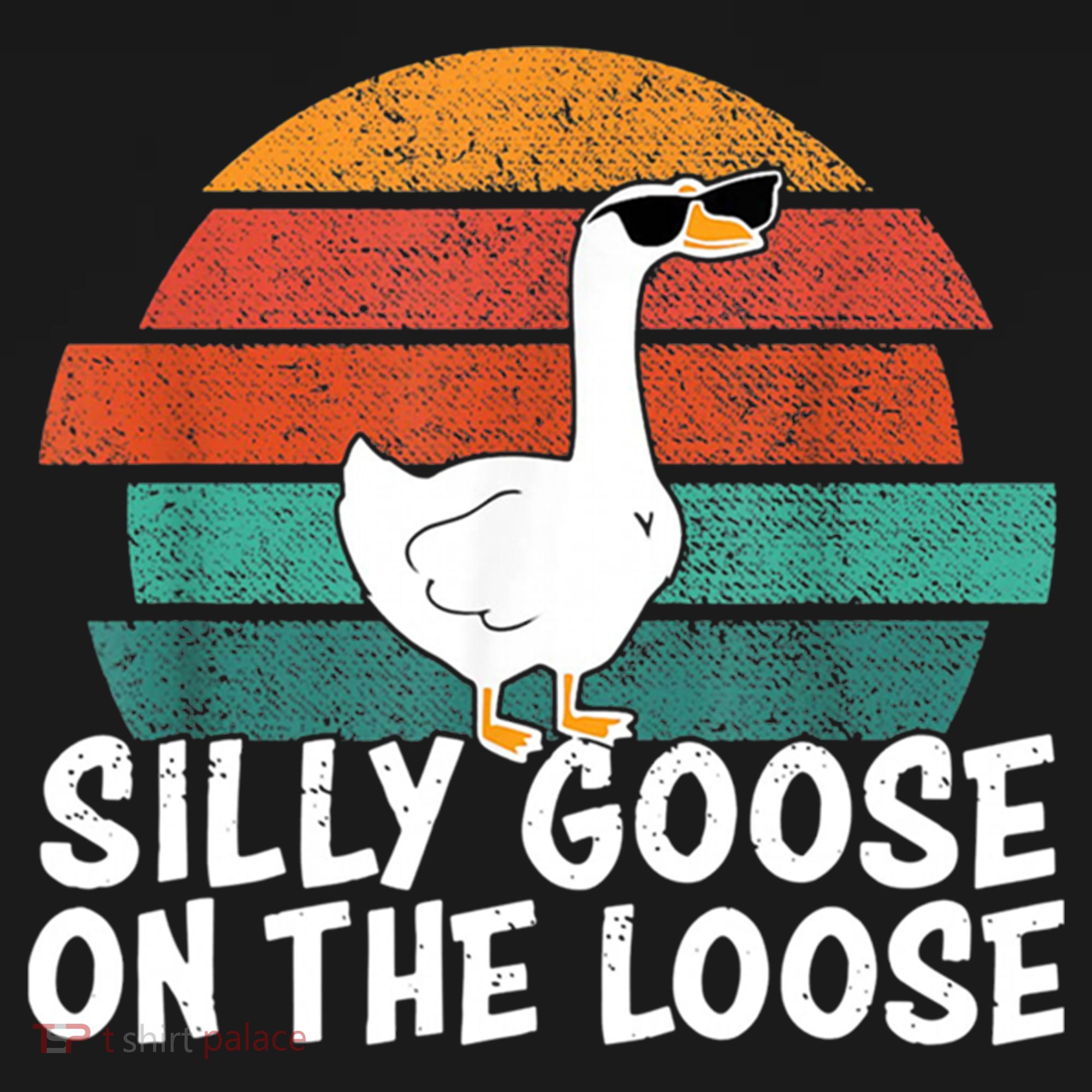 Silly Goose On The Loose Vintage Retro Sunset T-Shirt
