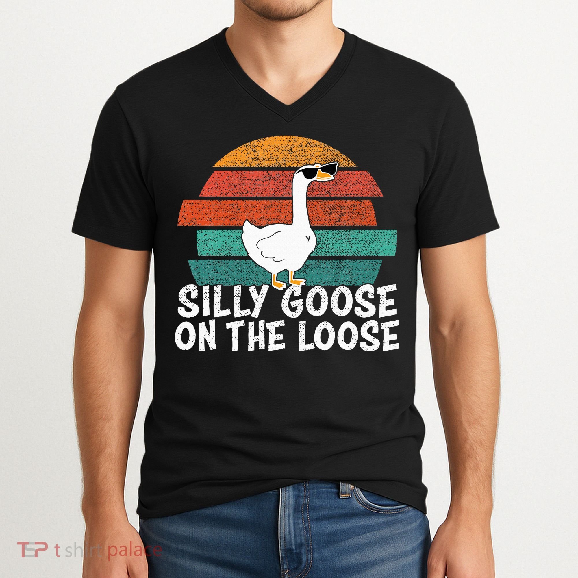 Silly Goose On The Loose V-Neck T-Shirt