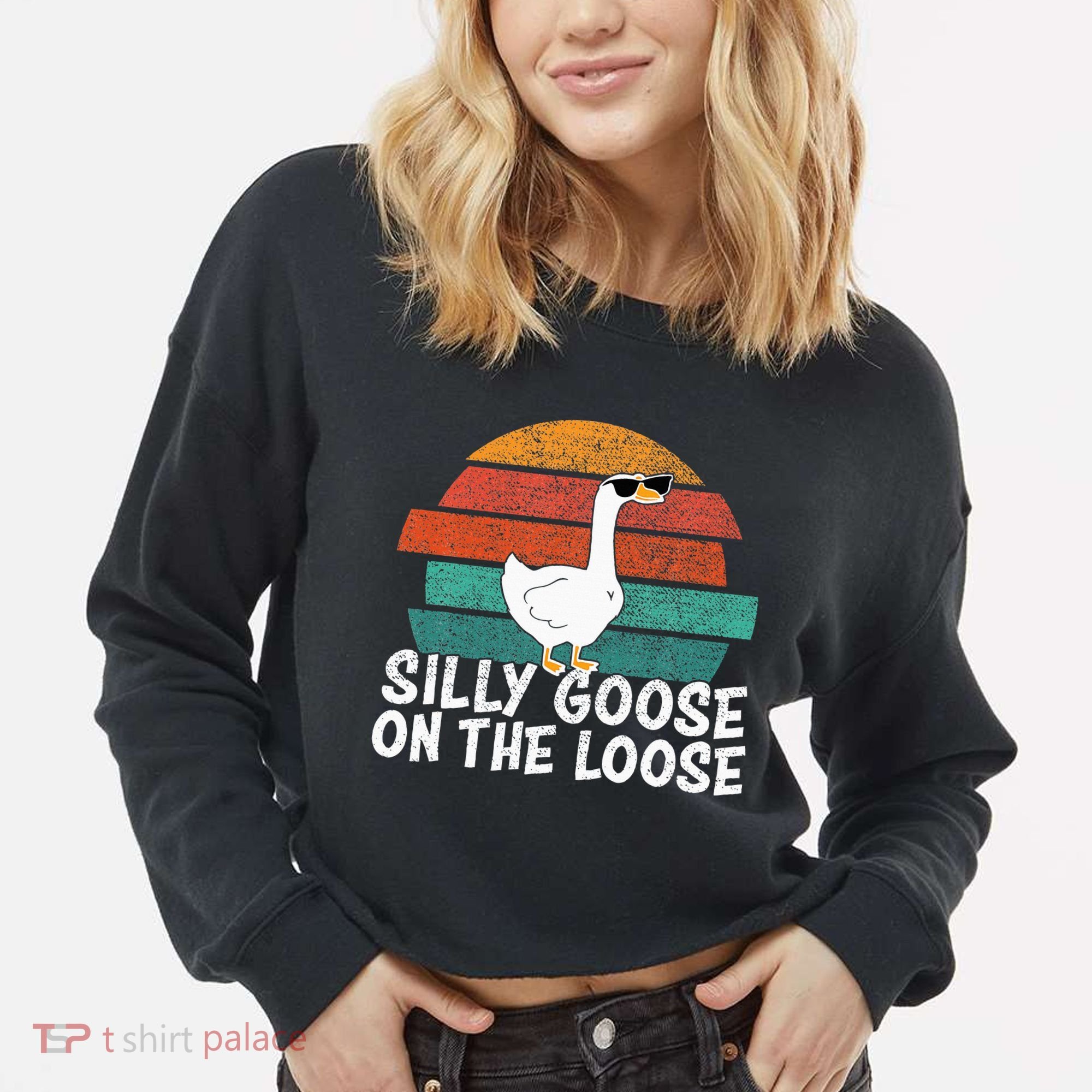 Silly Goose On The Loose Cropped Pullover Crew