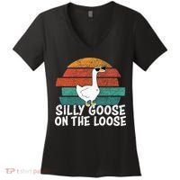 Silly Goose On The Loose Women's V-Neck T-Shirt thumb 0