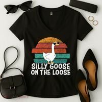 Silly Goose On The Loose Women's V-Neck T-Shirt thumb 2