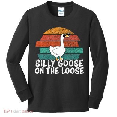 Silly Goose On The Loose Kids Long Sleeve Shirt