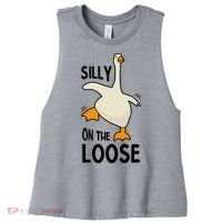 Silly Goose On The Loose Stupid And Silly Goose Women's Racerback Cropped Tank thumb 0