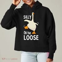 Silly Goose On The Loose Stupid And Silly Goose Ladies Heavyweight Boxy Pullover Hoodie thumb 0