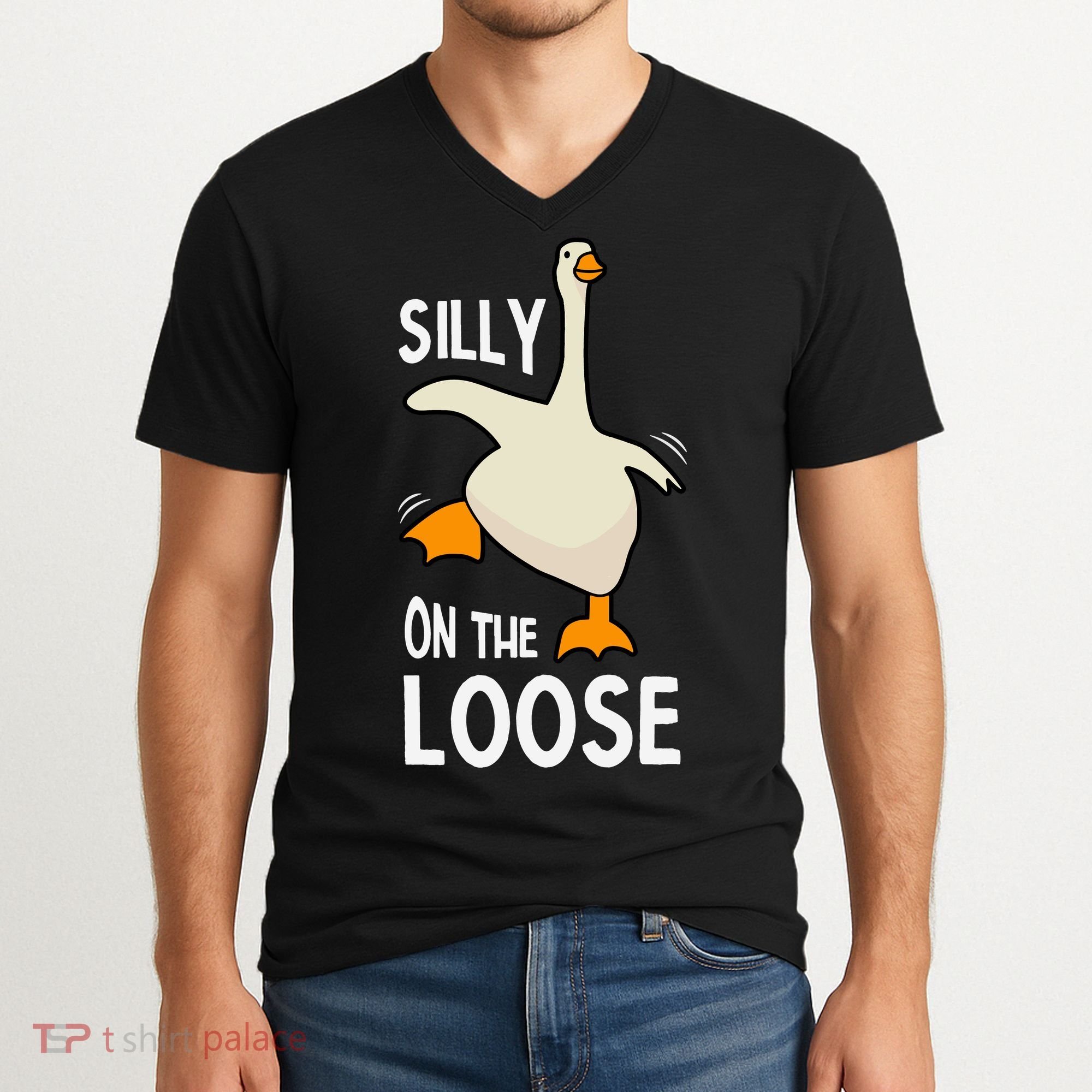 Silly Goose On The Loose Stupid And Silly Goose V-Neck T-Shirt
