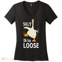 Silly Goose On The Loose Stupid And Silly Goose Women's V-Neck T-Shirt thumb 0