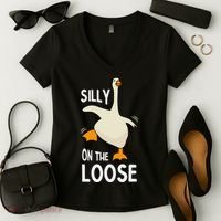 Silly Goose On The Loose Stupid And Silly Goose Women's V-Neck T-Shirt thumb 2