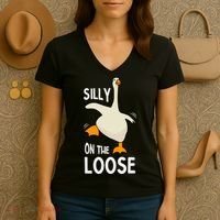 Silly Goose On The Loose Stupid And Silly Goose Women's V-Neck T-Shirt thumb 3