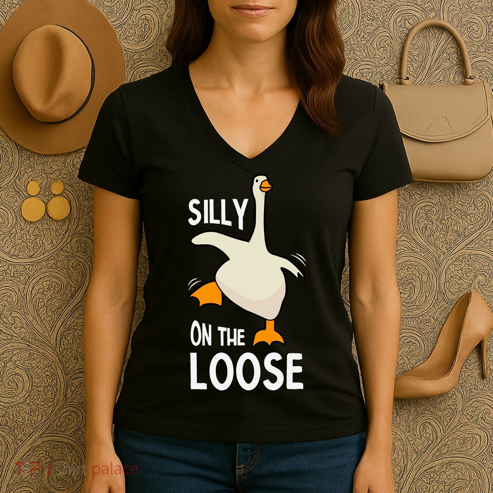 Silly Goose On The Loose Stupid And Silly Goose Women's V-Neck T-Shirt
