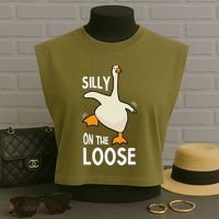 Silly Goose On The Loose Stupid And Silly Goose Garment-Dyed Women's Muscle Tee thumb 3