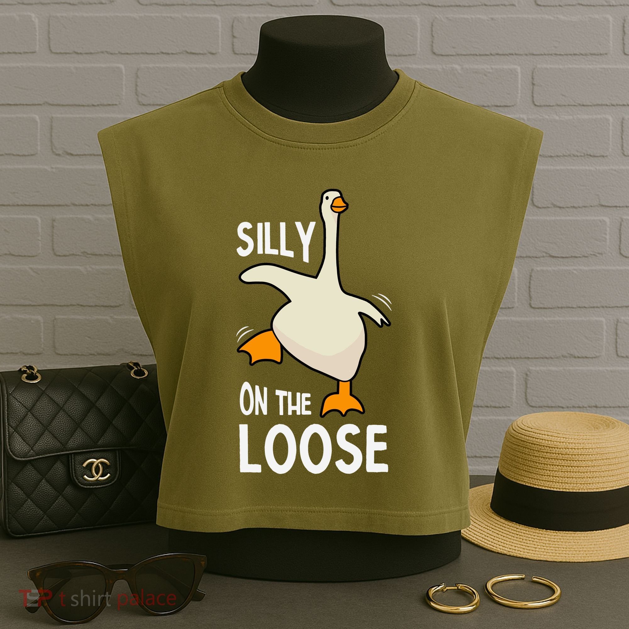 Silly Goose On The Loose Stupid And Silly Goose Garment-Dyed Women's Muscle Tee