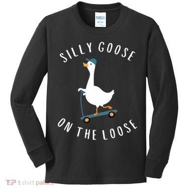Silly Goose On The Loose Kids Long Sleeve Shirt