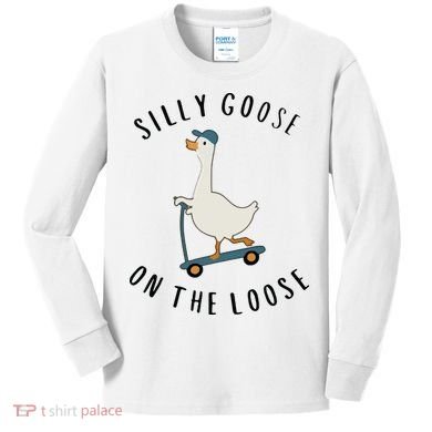 Silly Goose On The Loose Kids Long Sleeve Shirt