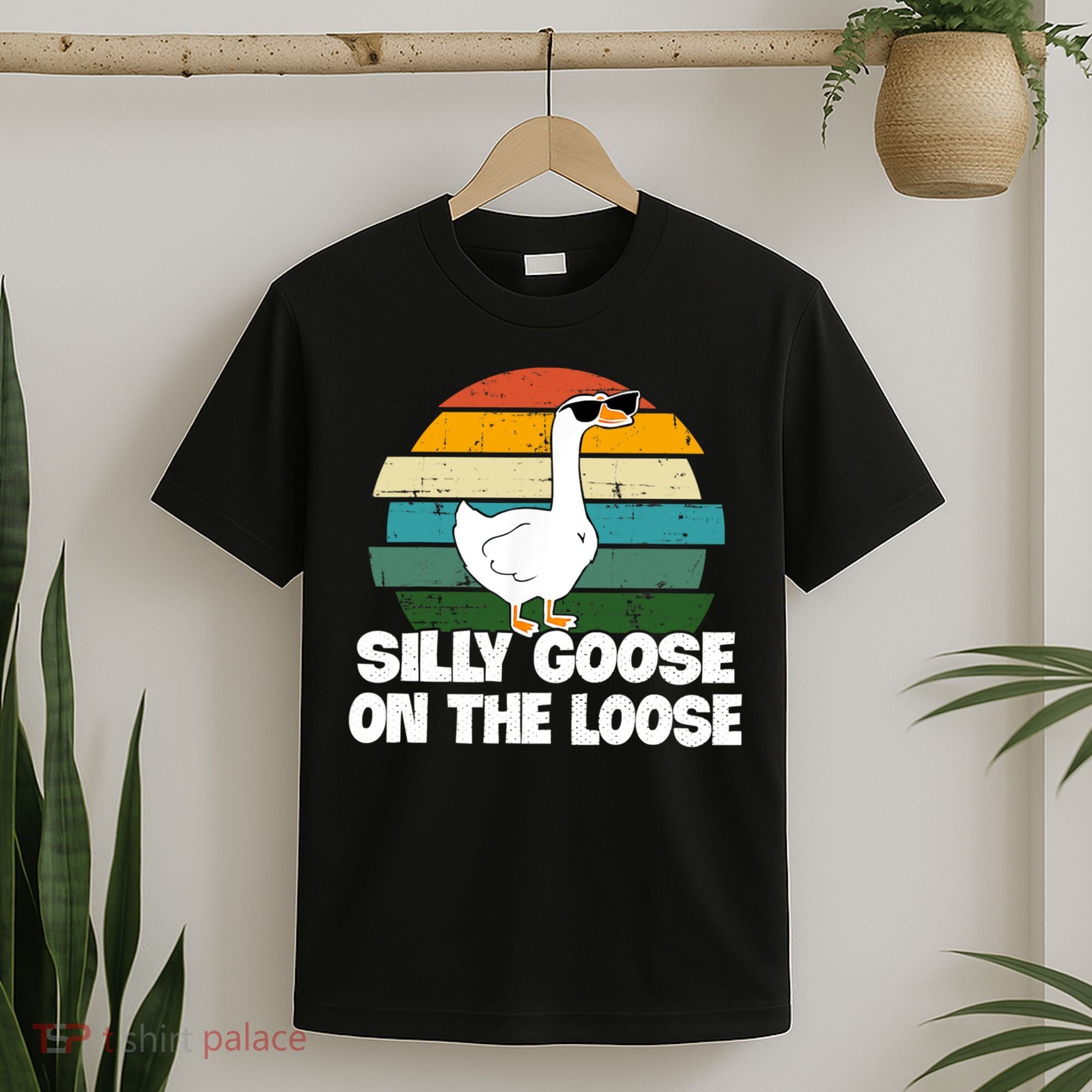 Silly Goose On The Loose Vintage Retro Sunset T-Shirt