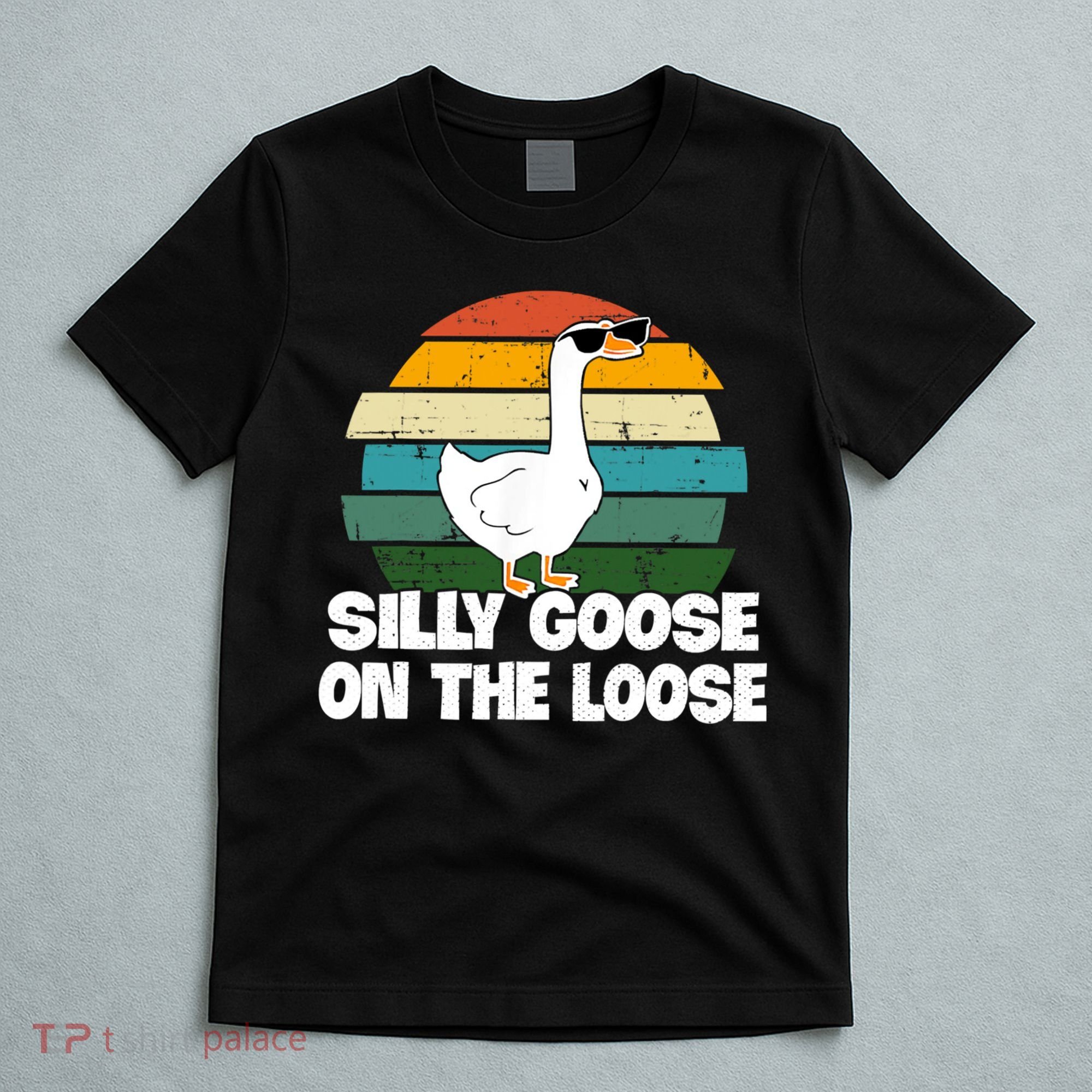 Silly Goose On The Loose Vintage Retro Sunset T-Shirt