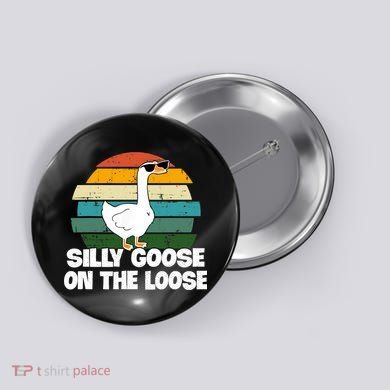 Silly Goose On The Loose Vintage Retro Sunset Button