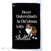 Sheltie Gift Old And Sheltie Funny Sheltie Mom Cool Gift Golf Towel thumb 0