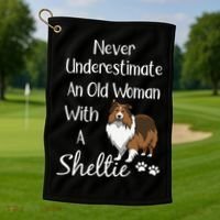 Sheltie Gift Old And Sheltie Funny Sheltie Mom Cool Gift Golf Towel thumb 1