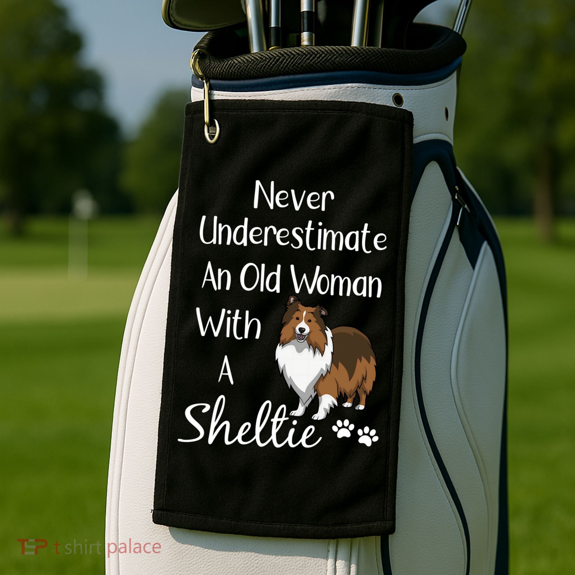 Sheltie Gift Old And Sheltie Funny Sheltie Mom Cool Gift Golf Towel