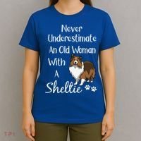 Sheltie Gift Old And Sheltie Funny Sheltie Mom Cool Gift T-Shirt thumb 4