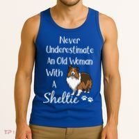 Sheltie Gift Old And Sheltie Funny Sheltie Mom Cool Gift Tank Top thumb 3