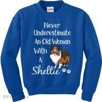 Sheltie Gift Old And Sheltie Funny Sheltie Mom Cool Gift Kids Sweatshirt thumb 0