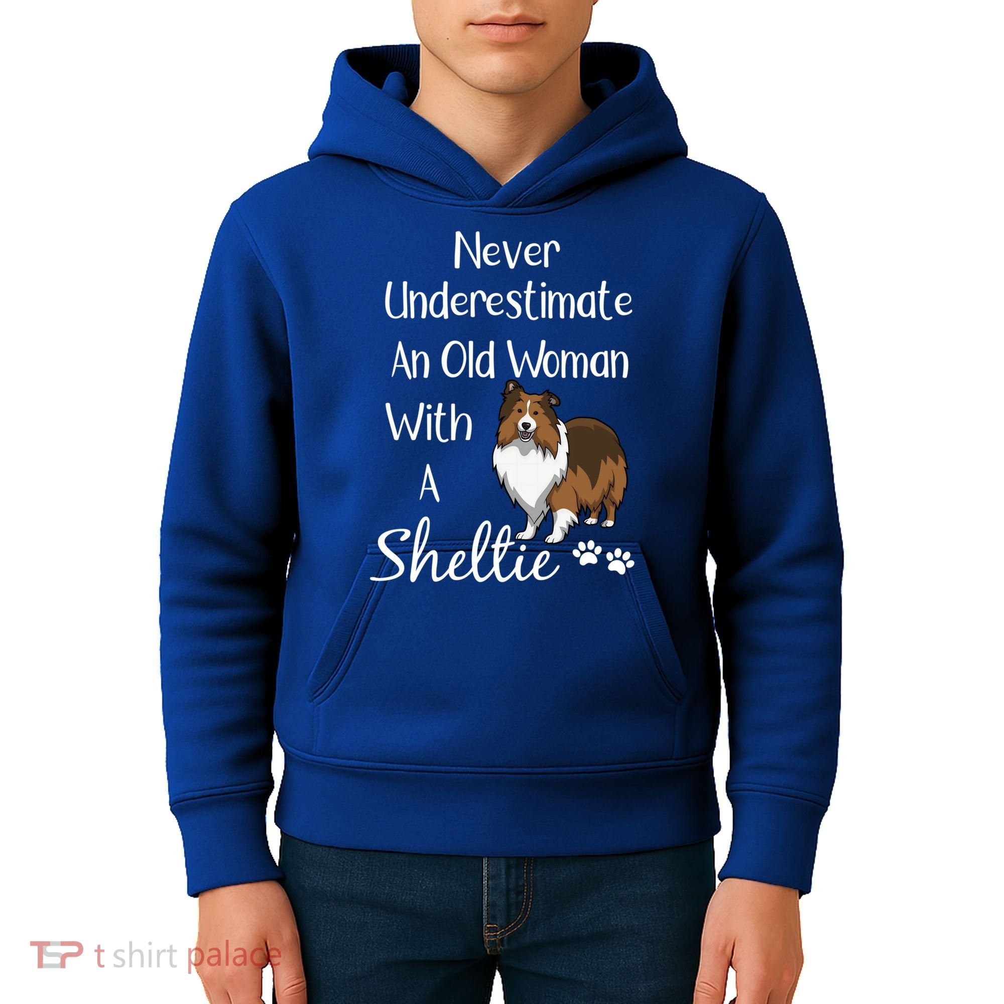 Sheltie Gift Old And Sheltie Funny Sheltie Mom Cool Gift Kids Hoodie