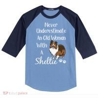 Sheltie Gift Old And Sheltie Funny Sheltie Mom Cool Gift Raglan Baseball Sleeve Shirt thumb 0