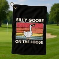 Silly Goose On The Loose Funny Silly Goose University Golf Towel thumb 1